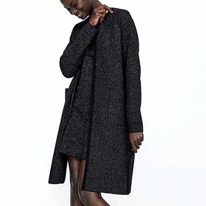 Zara-Knit Gold Metallic Thread Longline Open Front Cardigan Sweater-Size S